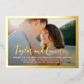 En Aluminium Script Names FOIL Simple Mariage Photo Invitation (Recto)