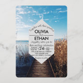 En Aluminium Seascape beach célébration Mariage Foil Invitation (Recto)