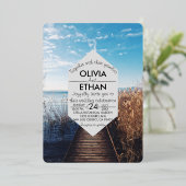 En Aluminium Seascape beach célébration Mariage Foil Invitation (Debout devant)