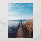 En Aluminium Seascape beach célébration Mariage Foil Invitation (Verso)