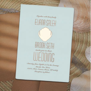 En Aluminium Seashell Beach Mariage Pressé Invitation à huile