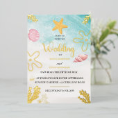 En Aluminium Seaside Elegance Foil Invitation (Debout devant)