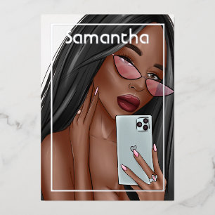 En Aluminium Selfie Femme Anniversaire Foil Invitation