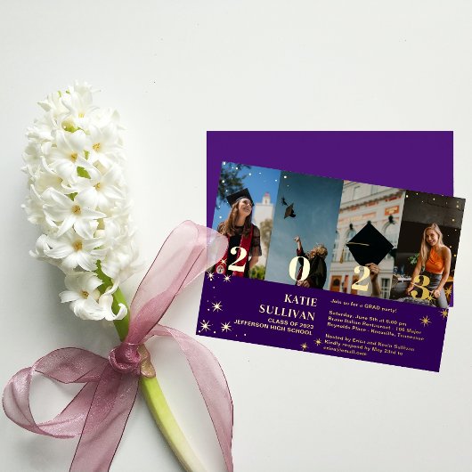 En Aluminium Shining Star 4 Photo Collage Graduation Invitation
