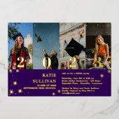 En Aluminium Shining Star 4 Photo Collage Graduation Invitation (Recto)