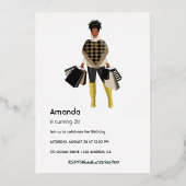 En Aluminium Shopping Fille Anniversaire Foil Invitation (Verso)