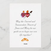 En Aluminium Silver Two Hearts Catholic Wedding Foil Invitation (Verso)