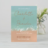 En Aluminium Simple été Plage de bord de mer Mariage Invitation (Debout devant)