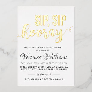 En Aluminium Sip Sip Hooray Fête des mariées Foil Invitation