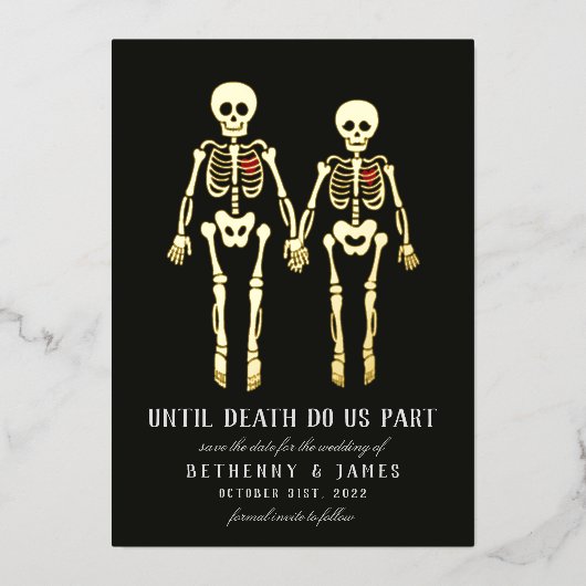 En Aluminium Skeletons romantiques Foil Invitation (Recto)