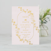 En Aluminium Sketched Modern Floral Wedding Foil Invitation (Debout devant)