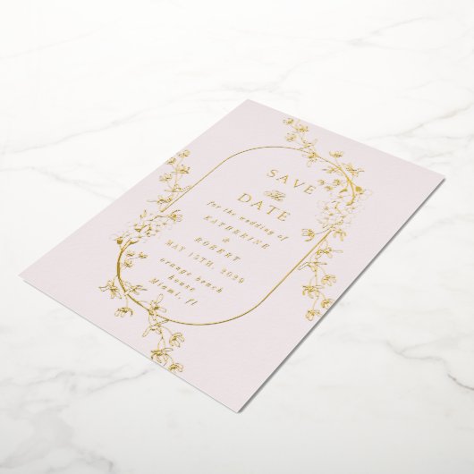 En Aluminium Sketched Modern Floral Wedding Foil Invitation (Rotation)