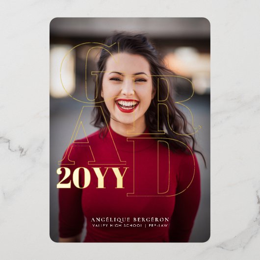 En Aluminium Sleek n Chic Graduation Foil Invitation (Recto)