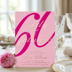 En Aluminium Soixante ans et Fabuleux Texte Rose Invitation 60e