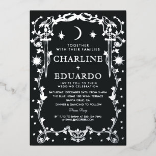 En Aluminium Soleil & Lune Ornement de lierre doré Invitation d