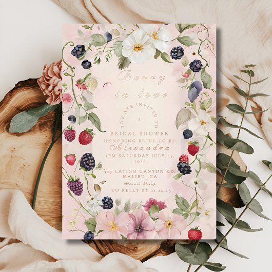 En Aluminium Strawberry Bow Bridal Shower Invitation