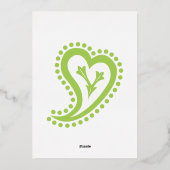 En Aluminium Sweet Paisley Hearts in Peridot Foil Invitation (Verso)
