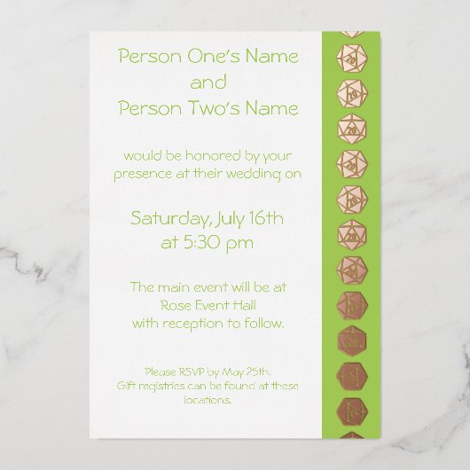 En Aluminium Tabletop Chic dans Peridot Foil Invitation (Recto)