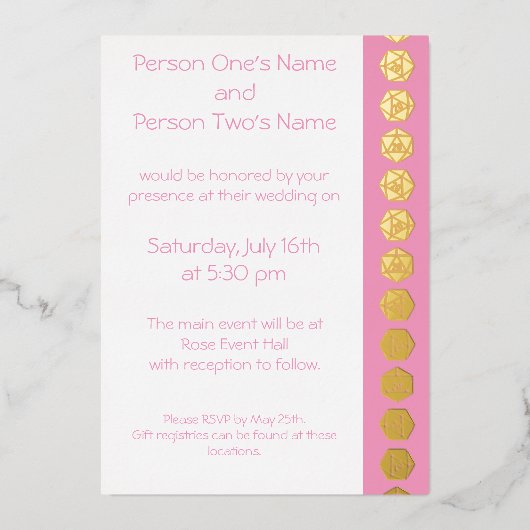 En Aluminium Tablette Chic dans Petal Pink Foil Invitation (Recto)