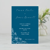 En Aluminium Teal Modern Botanical Wedding Foil Invitation (Debout devant)