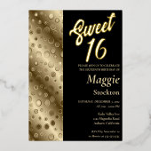 En Aluminium Texturé Gold Border Sweet 16 Invitation (Recto)
