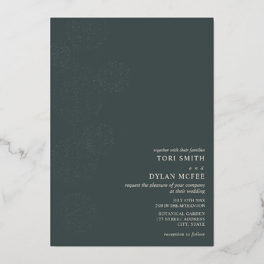 En Aluminium Twine Globes Emerald Mariage Foil Invitation (Recto)