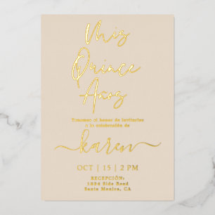 En Aluminium Véritable Gold Foil Quinceañera Invitation