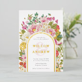 En Aluminium Vintage Mariage Foil Invitation (Debout devant)