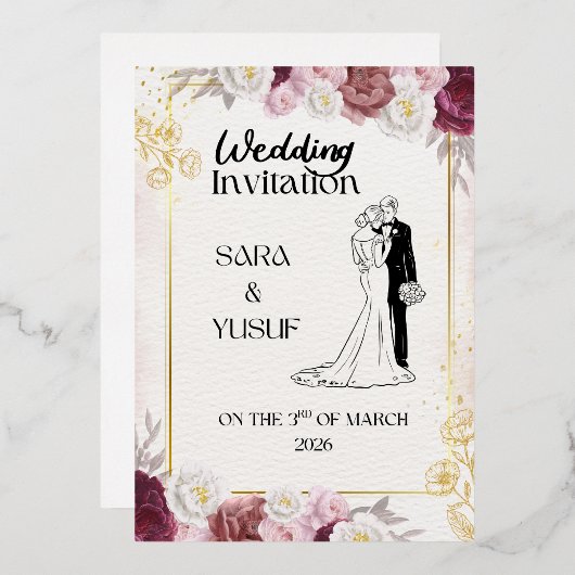 En Aluminium Wedding Invitation  (Recto/Verso)