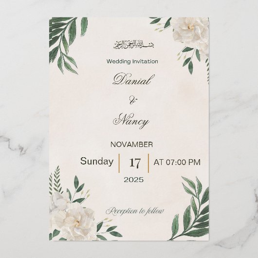 En Aluminium Wedding Invitation (Recto)