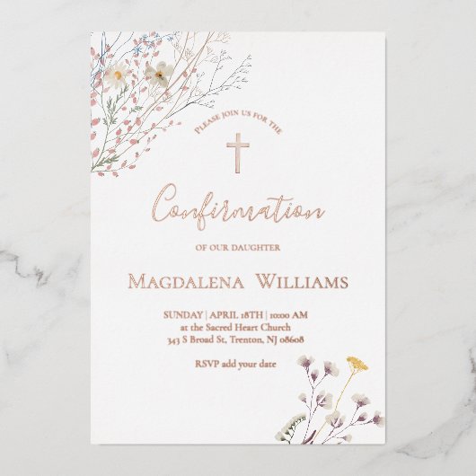 En Aluminium wildflowers | Confirmation Invitation (Recto)