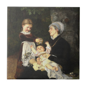 En Ammes Besøg - Bertha Wegmann Schone Kunsten Tegeltje