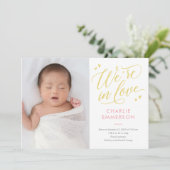 En amour COULEUR ÉDITABLE Faire-part de naissance  (Debout devant)