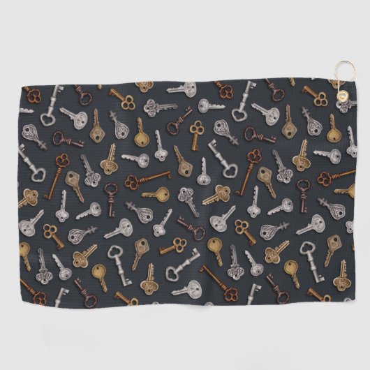 en Antiek sleutels Golfhanddoek (Horizontaal)