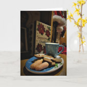 « En attendant le Père Noël... » Carte de Noël (Fleur jaune)