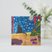 En attente de la carte de Noël plat (Debout devant)