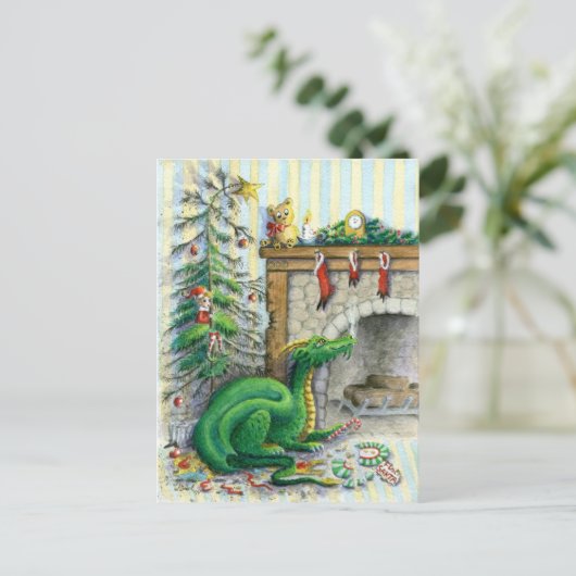 En attente de Père Noël - carte postale (Debout devant)