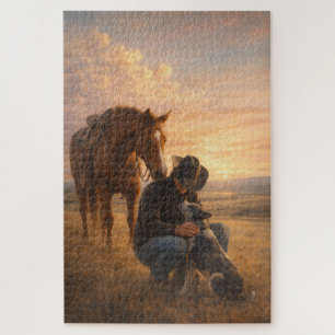En bonne compagnie Cowboy Cheval Chien Puzzle