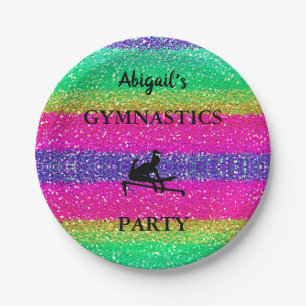 En Carton Assiettes Anniversaire Fille Gymnastique Arc-en-Ci