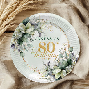 En Carton Assiettes Boho Botanique Vert Blanc 80 ans