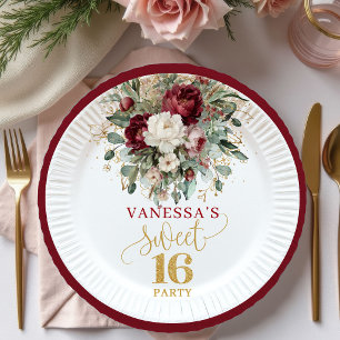En Carton Assiettes Burgundy Blush Sweet Seize Rêveuses