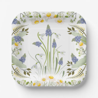 En Carton Assiettes Carrées Fleurs d'Été