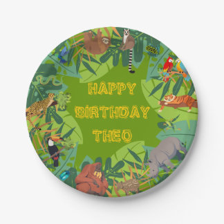 En Carton Assiettes d'anniversaire Animaux de la Jungle de l