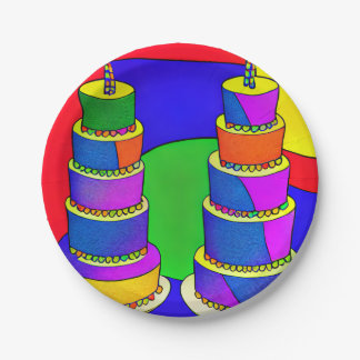 En Carton Assiettes d'anniversaire avec motif de gâteau