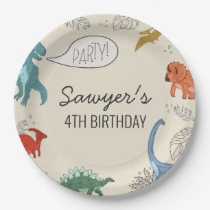 En Carton Assiettes d'anniversaire de dinosaures