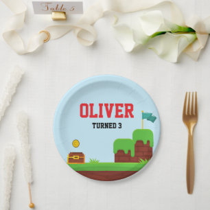 En Carton Assiettes d'anniversaire de jeu vidéo Fournitures 