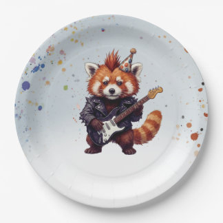 En Carton Assiettes d'anniversaire Red Panda Rocker