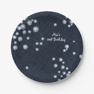 En Carton Assiettes de fête Bling Élégant Chic Denim & Diama