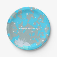 Assiettes de fête d'anniversaire grunge bleu et gr