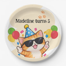 Assiettes de fête d'anniversaire pour chaton orang